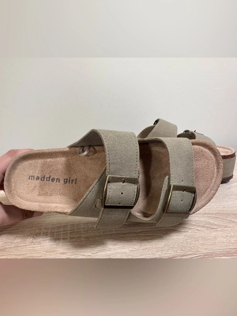 Madden Girl Platform Slip On Sandals Slides w/ Metal Studs, Double Strap, 10